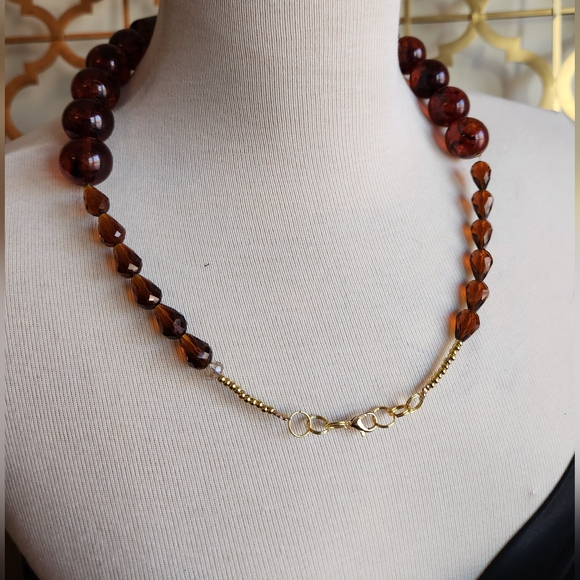 ✨️Chunky Vintage Brown Lucite Necklace - Tortoiseshell✨️ - Picture 8 of 15